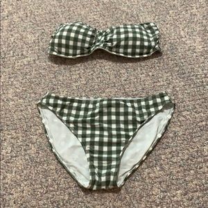 Hunter green and white plaid bathing suit